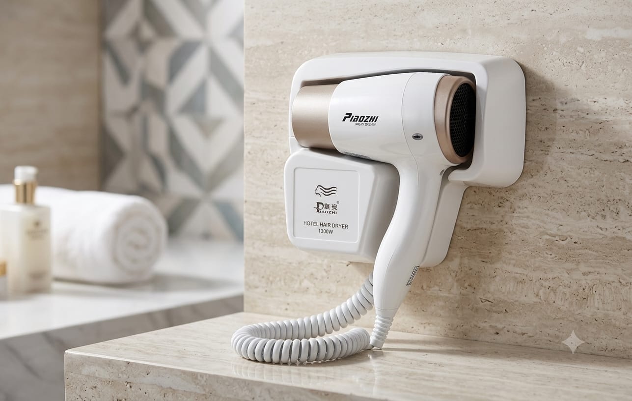 Wall mounted hotel hair dryer