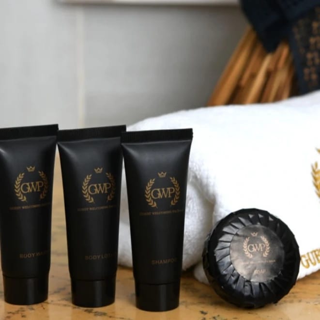 Premium black amenities set